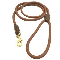 Carmel Leather Leash Round Brown