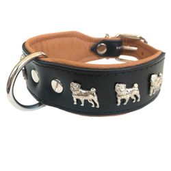 Dogville Collar w Dog Decoration Pug Black/Brown