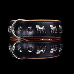 Dogville Collar w Dog Decoration Pug Black/Brown