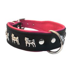 Dogville Collar w Dog Decoration Pug Black/Pink