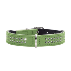 Hundhalsband Nappa Swarovskies, Green 20-24cm