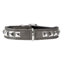 Hundhalsband Nappa Soft Studs, Grey 17-21cm