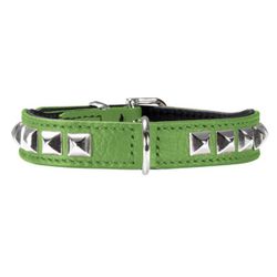 Hundhalsband Nappa Soft Studs, Green 20-24cm