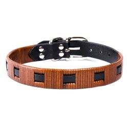 Tex Leather woven Collar - Black/Brown