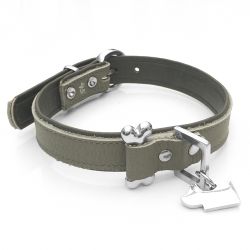 Aragon Suede Leather Collar Grey 35-43cm