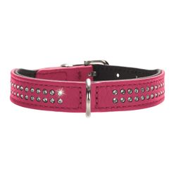 Hundhalsband Nappa Swarovskies, Pink