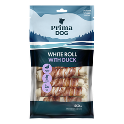 PrimaDog Vit tuggrulle med anka 13 cm 15-p