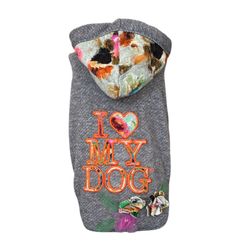 I Love Love My Dog Grey Flower Hoodie