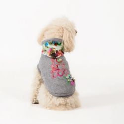 I Love Love My Dog Grey Flower Hoodie