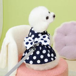 Polka Dot Pet Dress, Marine