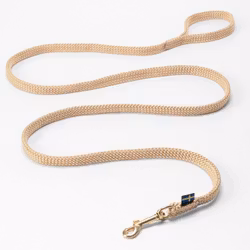 Svensktillverkat hundkoppel Lajka 2m, Beige m. Mässingshake