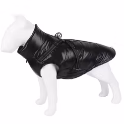 Glossy Black Hundjacka med integrerad sele
