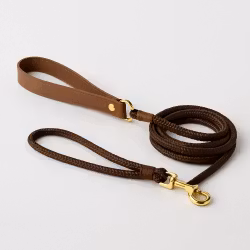 Exclusive Leash w Leather Handle Brown