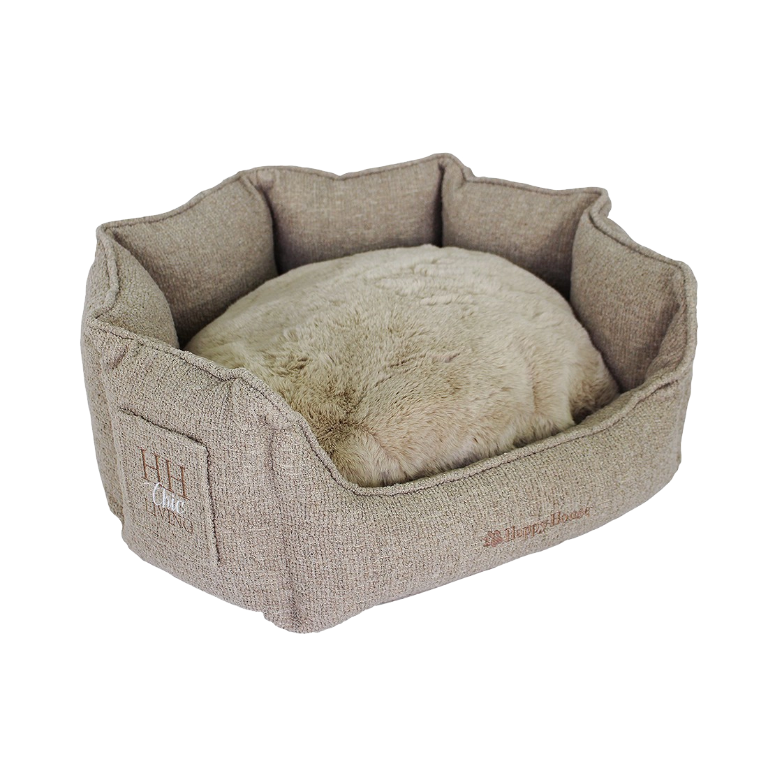 Happy-House Chic Living Bouclé Hundbädd Beige