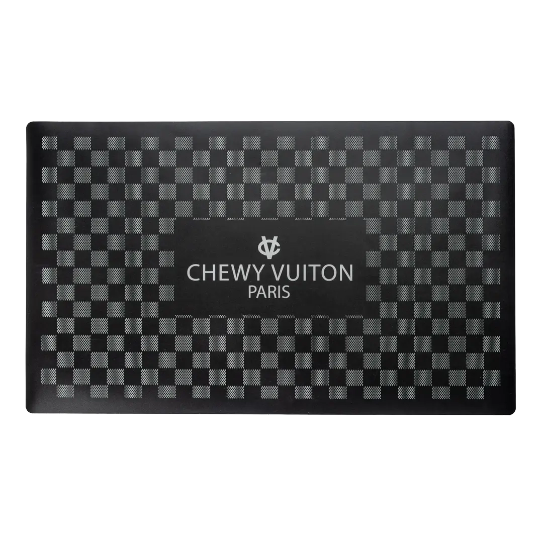 Chewy Vuiton Black Checker Bordstablett – Underlägg för hundskål