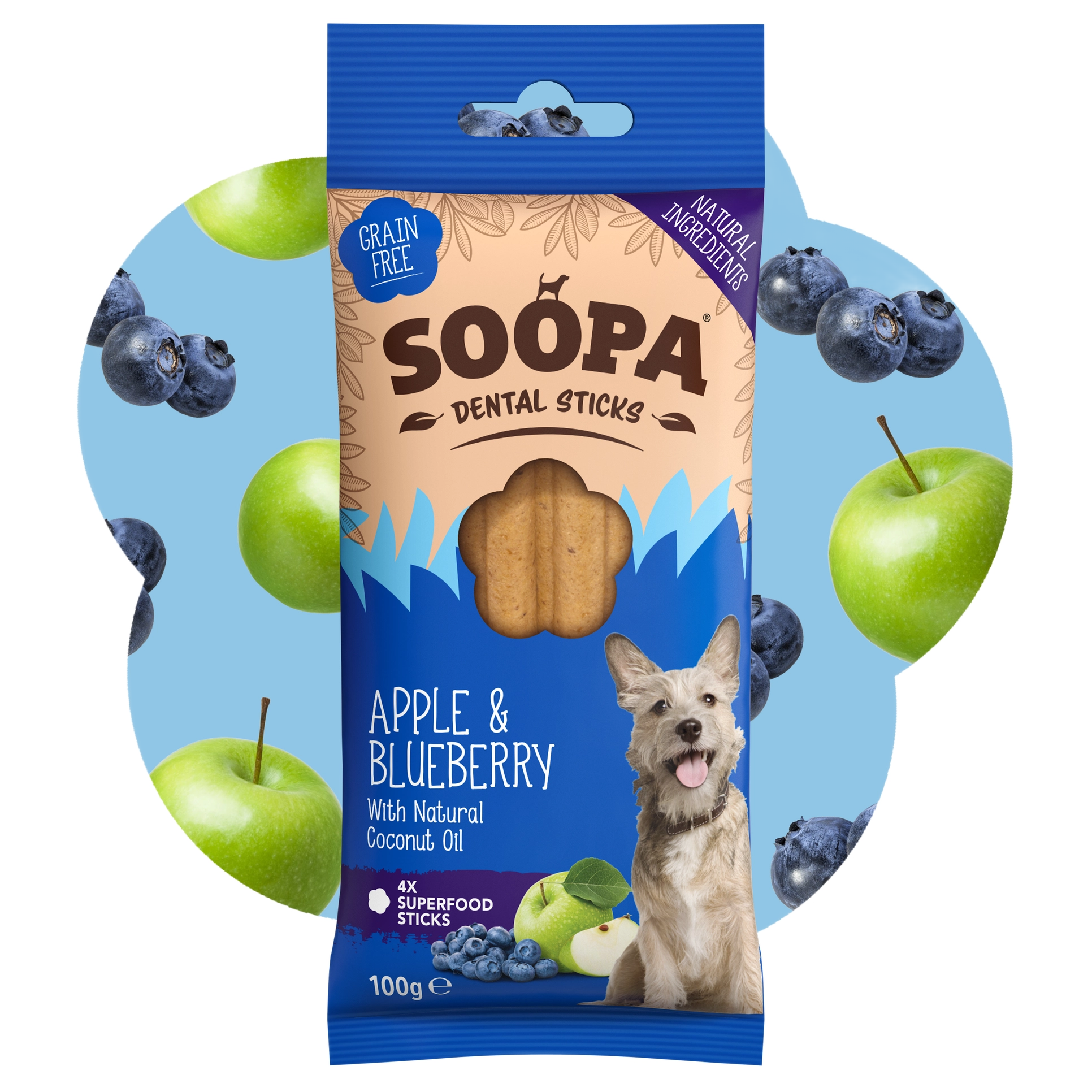 SOOPA  Apple & Blueberry Dental Sticks