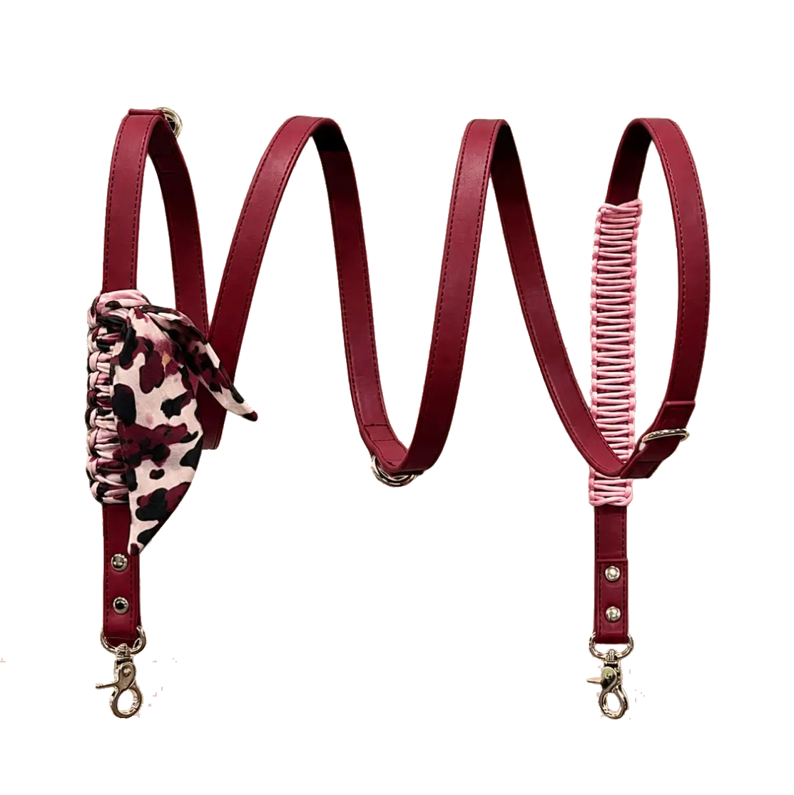 Multipositionskoppel Cherry, veganskt läder med flätad bandana