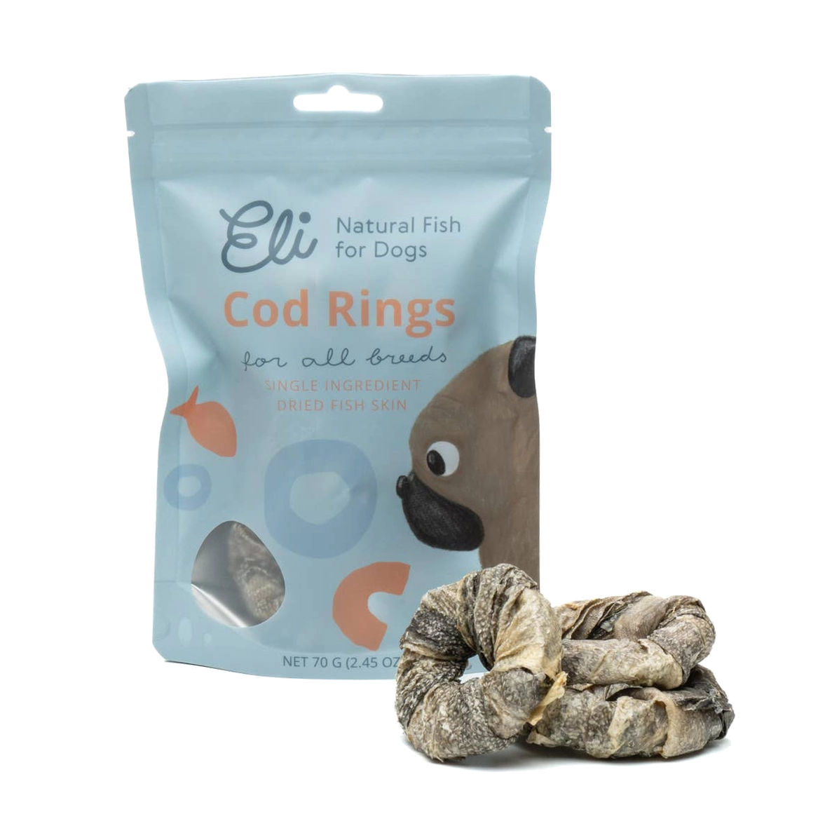Dried Cod Skin Rings For Dogs 70g