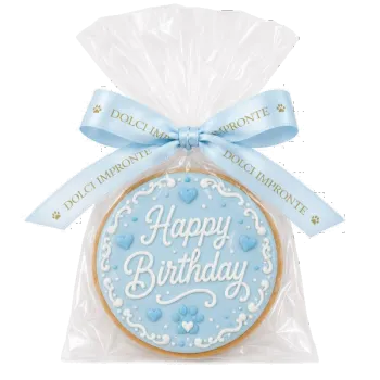 Dolci Impronte Round Birthday Cookie Blue