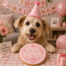 Dolci Impronte Round Birthday Cookie Pink