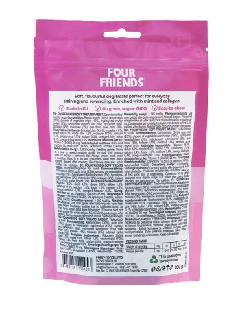 FourFriends Soft Treats Rabbit 200 g – Mjukt hundgodis med kanin