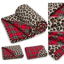 Jackie Pläd Dubbelsidig Leopard/Skotte