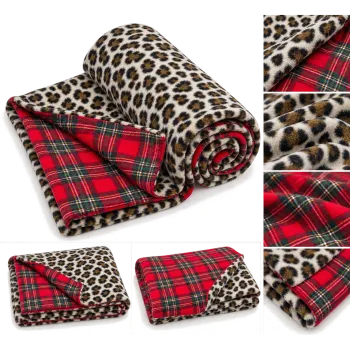 Jackie Pläd Dubbelsidig Leopard/Skotte