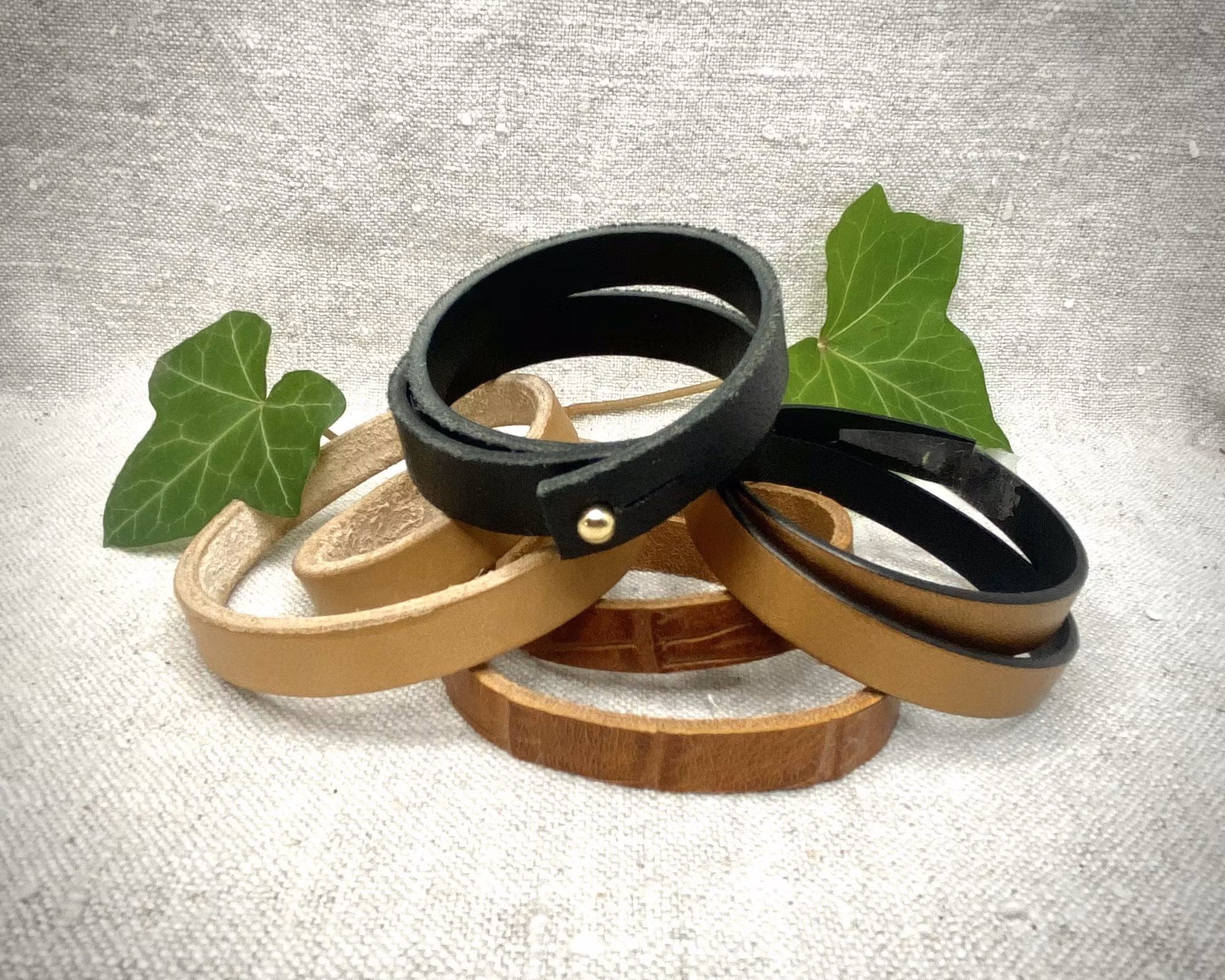 Läderarmband, smalt, dubbelt - Me by Drea