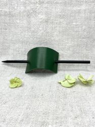 Mörkgrönt läder-Omtag, stor