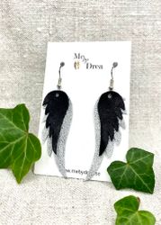 Dubbel "Änglavingar", stor + mellan. Silver och Svart