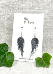 Dubbel "Änglavingar", mellan + liten. Silver och Svart-glittrig
