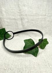 Läder-hårband, svart 1 cm. Med eller utan rosett