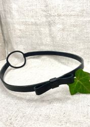 Läder-hårband, svart 1 cm. Med eller utan rosett