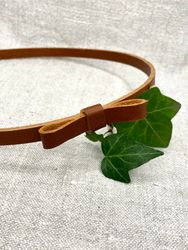 Läder-hårband, brun 1 cm. Med eller utan rosett