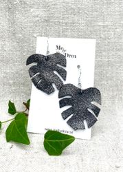 Svart-glittrig "Monstera"