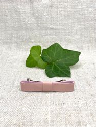 Hårklämma, liten med rosa läderrosett