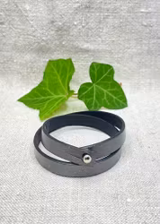 Läderarmband, smalt, dubbelt. Silver