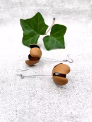 Natur "Magnolia" - läderörhängen