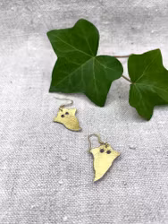 Guldig "Spöke" - läderörhängen