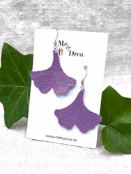 Lila "Ginkgo" - läderörhängen