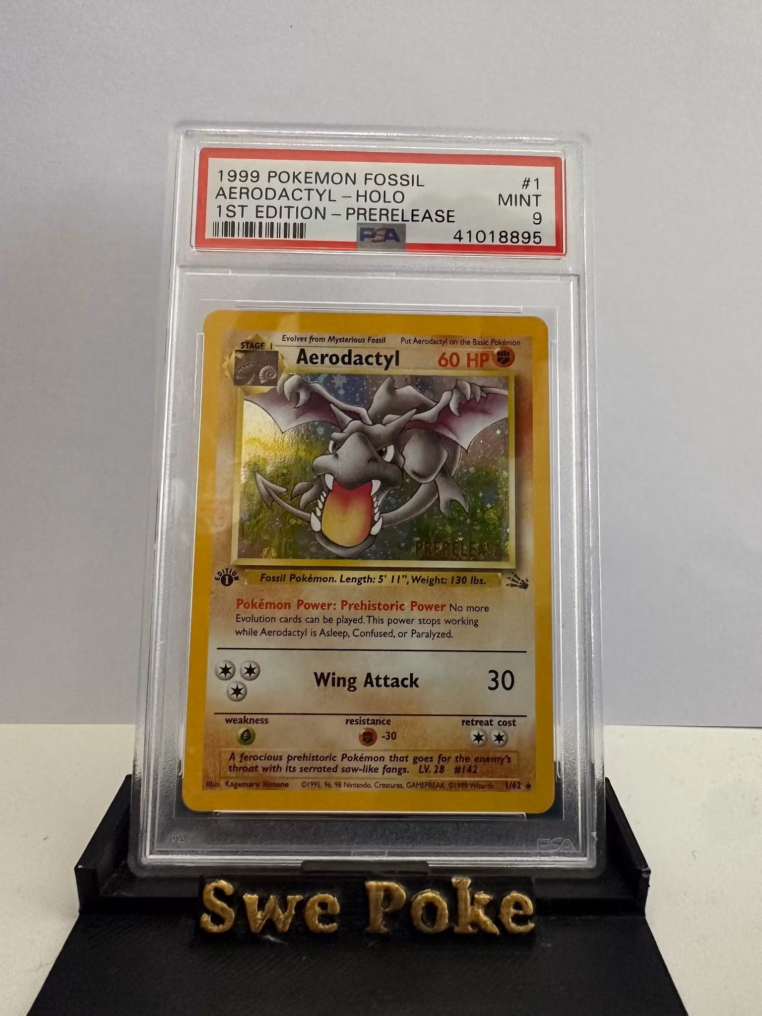 PSA 9 - Aerodactyl - 1/62 - Holo - Fossil Set - 1st Edition - Mint 