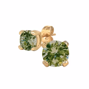 Astrid & Agnes Ida Small klassiska örhängen med 4mm oliv färgad kristall