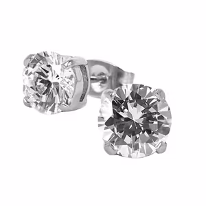 Astrid & Agnes Ida Small klassiska örhängen med 4 mm klar kristall stål