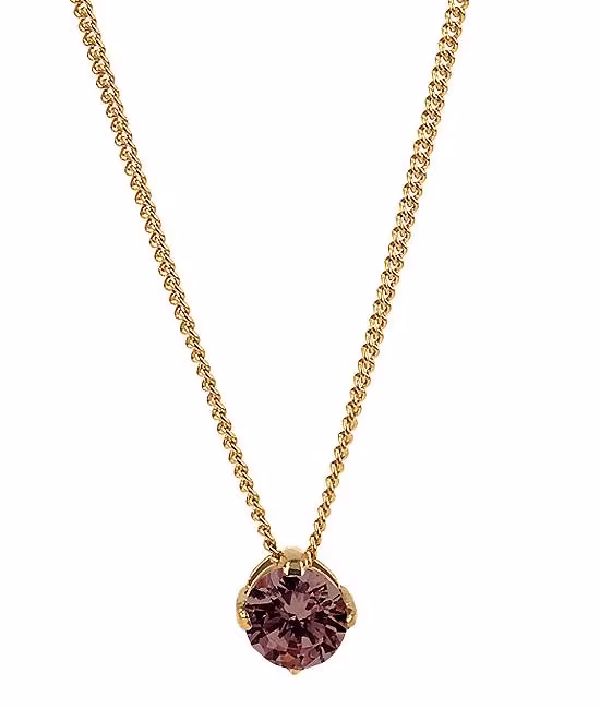 Ida kort nätt halsband i guld färg med ett hänge i form av en plommon färgad sten från A&a