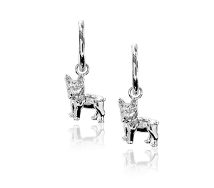 animal dog hoop earrings silver Ioaku