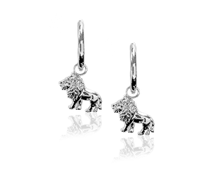 animal lion hoop earrings silver Ioaku