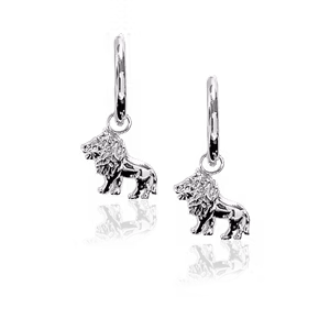 animal lion hoop earrings silver Ioaku