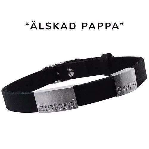 C stockholm Svart Smalt läderarmband Älskad Pappa hos Ericsson Ur och Guld
