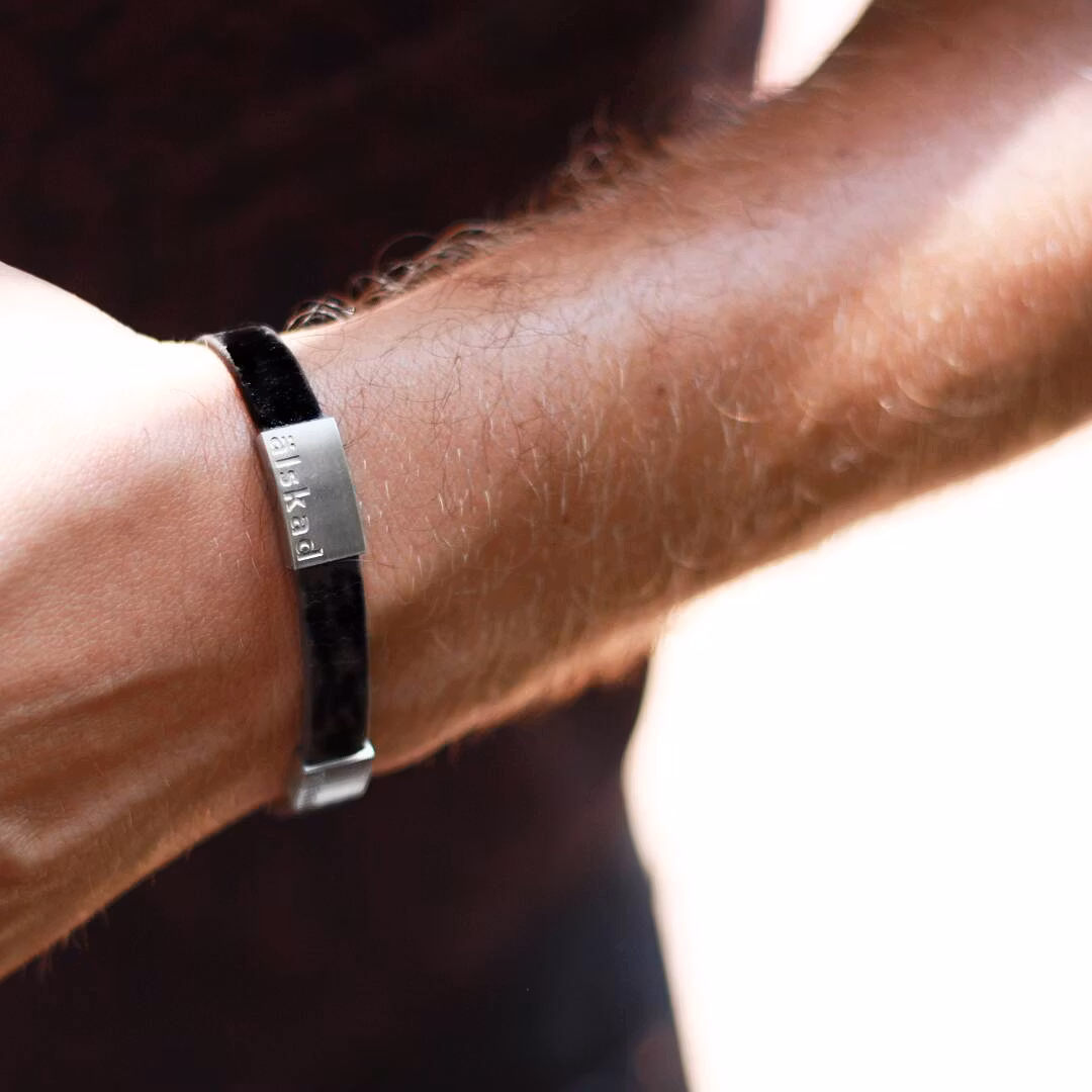 C Stockholm svart läderarmband Älskad Pappa smalt
