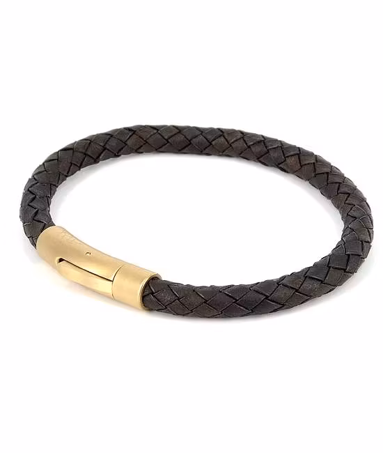 Izar brunt läderarmband med ett guldfärgat lås från Arock